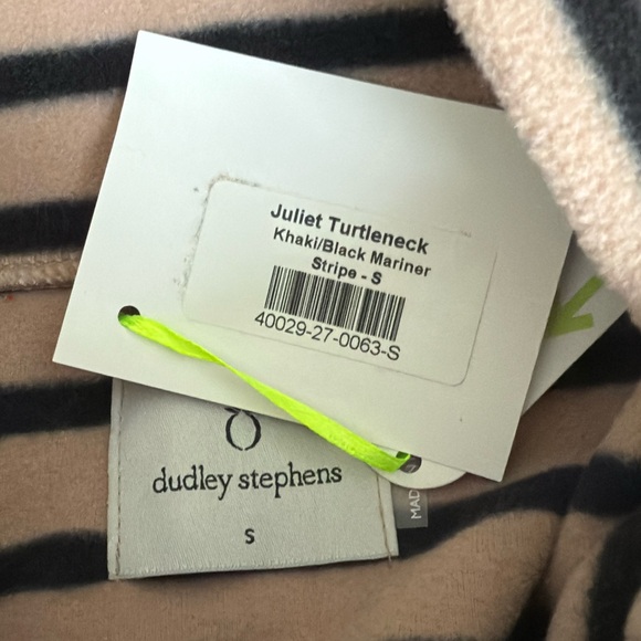 Dudley Stephens Juliet Turtleneck Khaki Black Stripe Vello Fleece Small NWT - Picture 5 of 8
